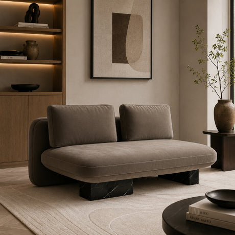 Velvet Upholstered Loveseat | Caracole Overlap