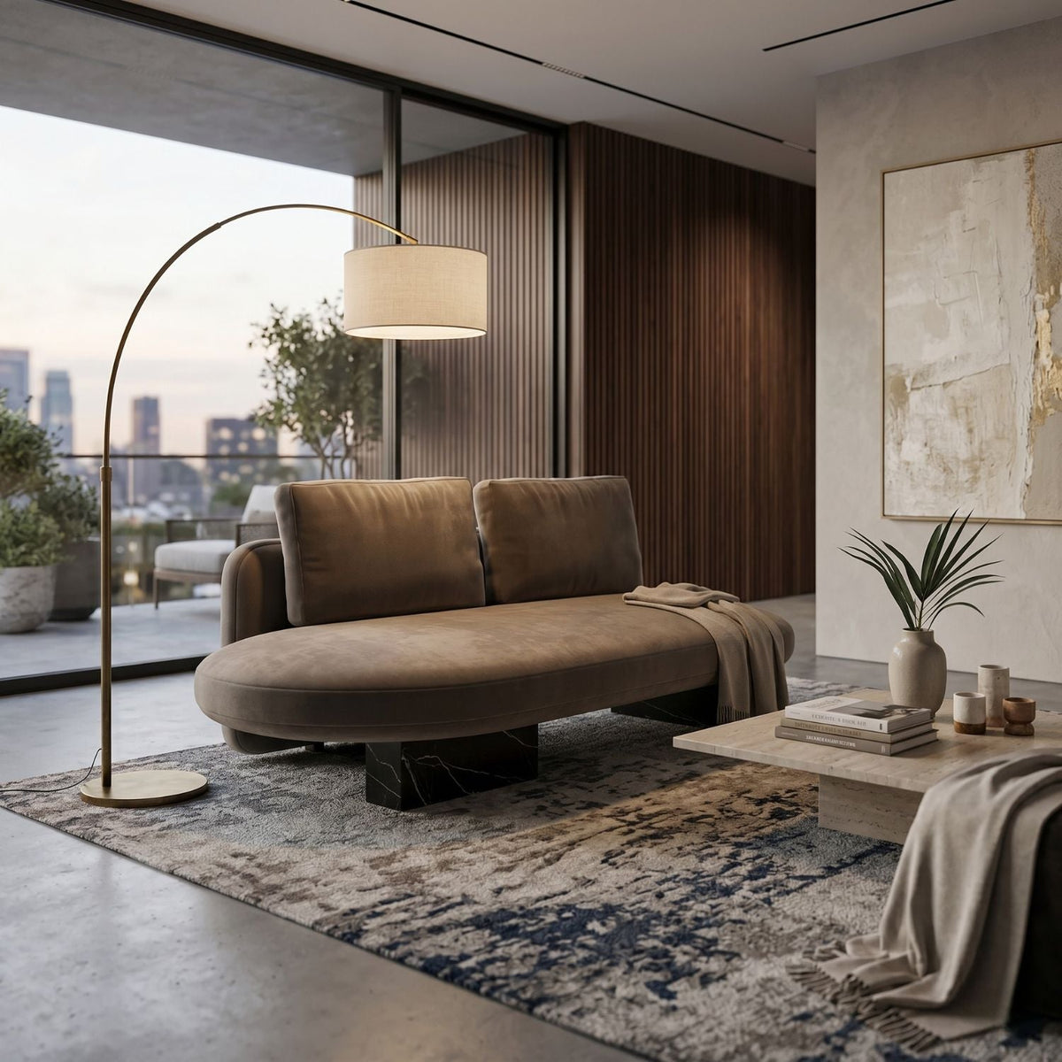 Taupe Velvet Bumper Sofa | Caracole Overlap