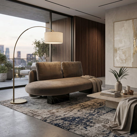 Taupe Velvet Bumper Sofa | Caracole Overlap