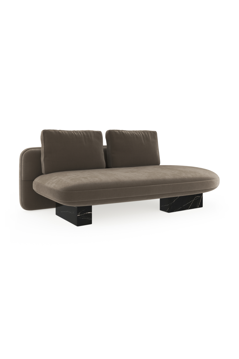 Taupe Velvet Bumper Sofa | Caracole Overlap