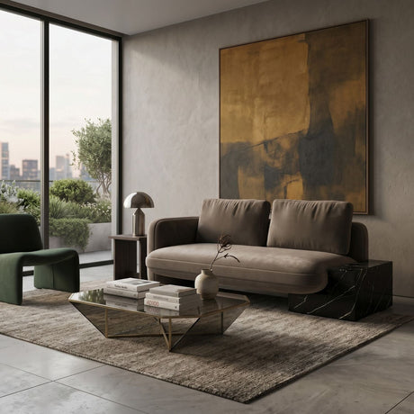 Taupe Velvet Loveseat | Caracole Overlap