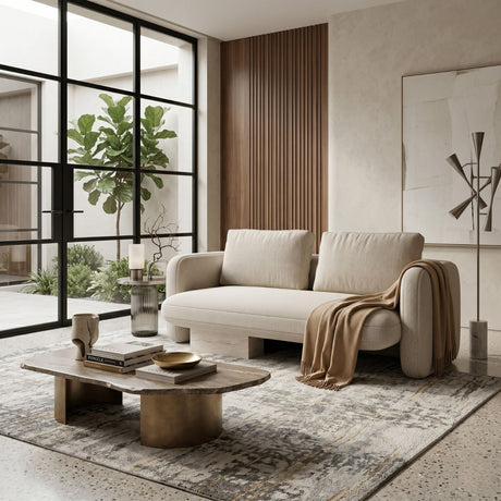 Ecru Linen Loveseat | Caracole Overlap