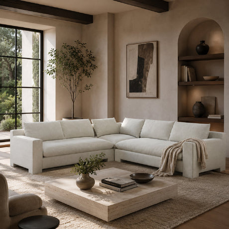 Ivory Velvet Sectional Sofa L | Caracole Devon