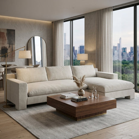 White Velvet Sectional Chaise | Caracole Devon