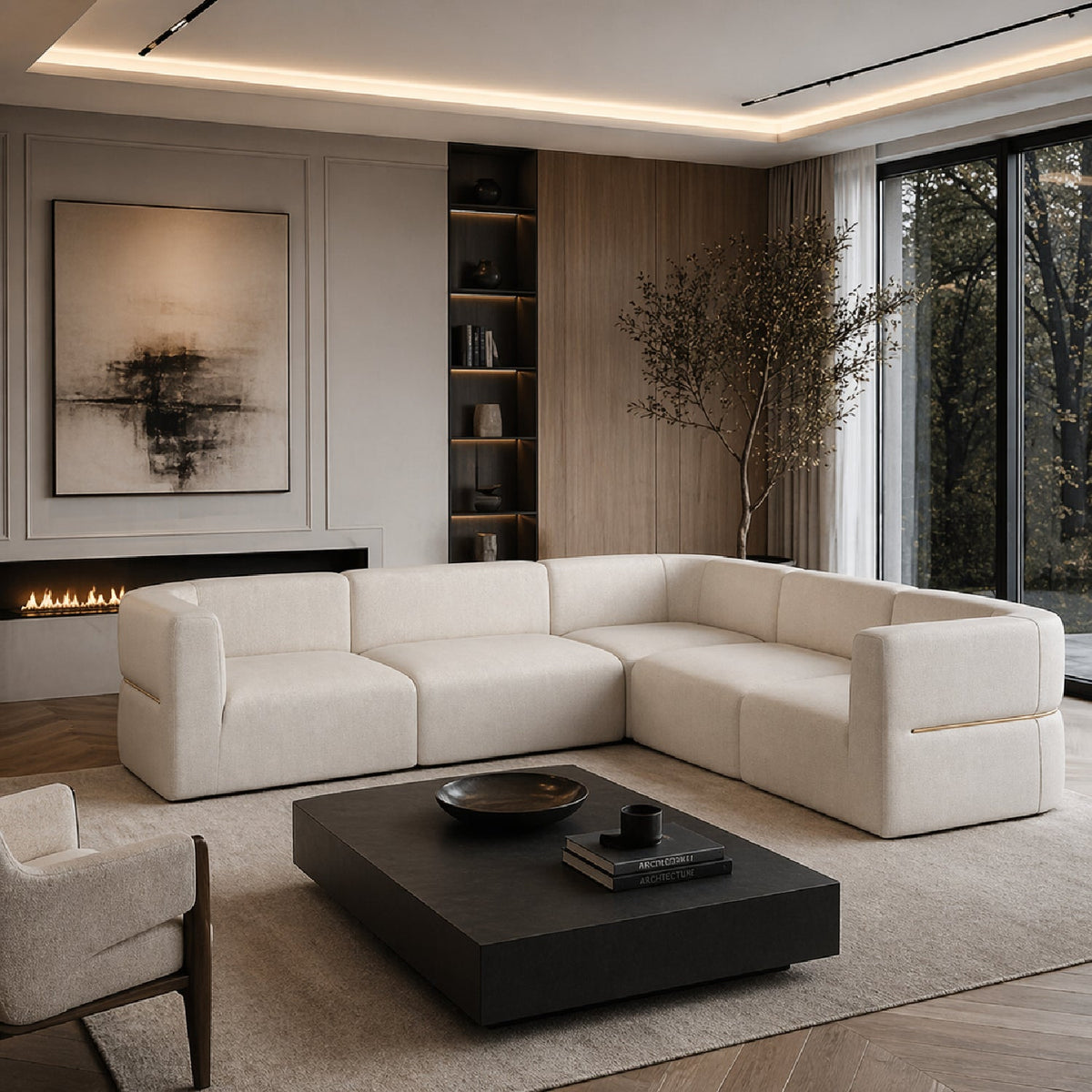 Ribbed Linen Sectional Sofa | Caracole Rhythm