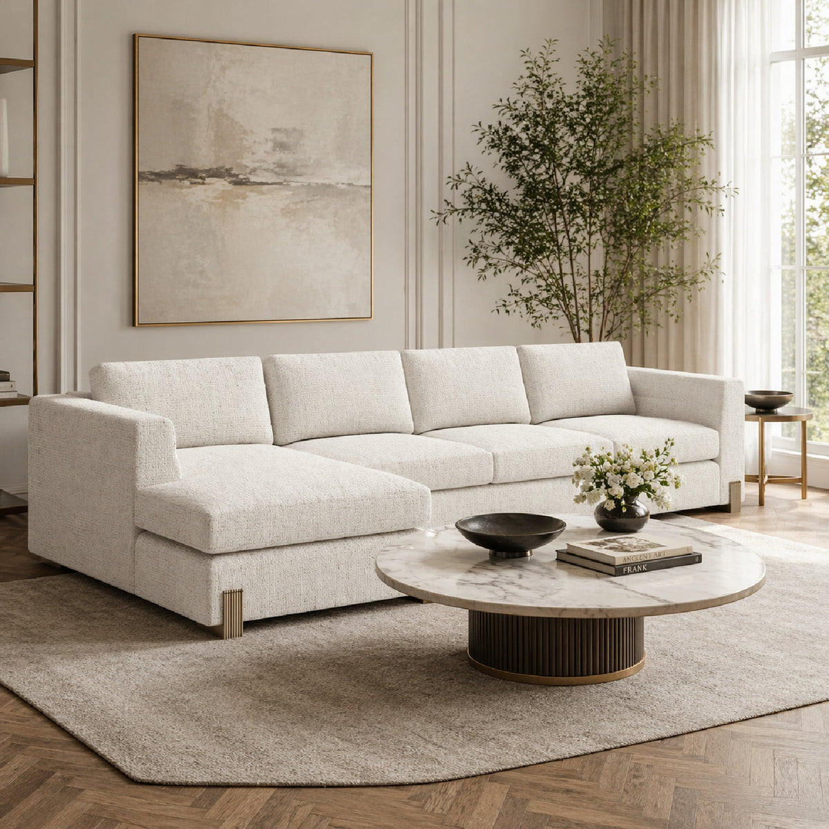 Beige Woven Chaise Lounge L | Caracole Counter Balance