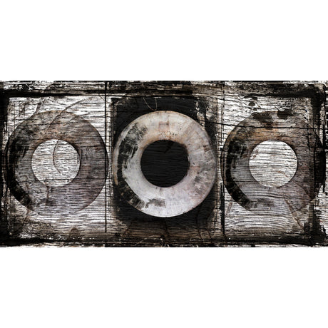 3 Circles Brown Weathered-Look Monochromatic Wall Art art print by Cobra Art