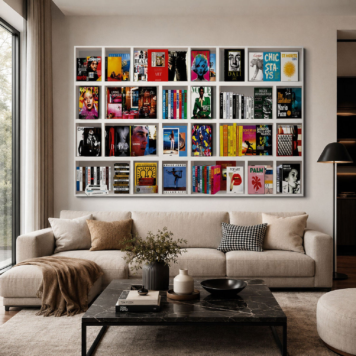 That's Life Bookcase-Inspired Collage Art art print by Cobra Art, alternate view 2