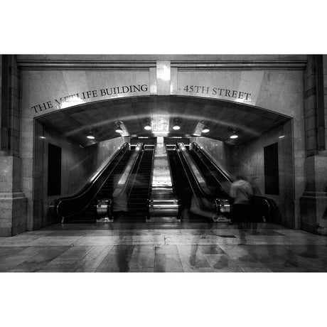 Stairways To The Top Black & White Escalators photographic art print by Cobra Art