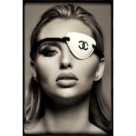 Fashion Statement Monochrome Eye-patched Woman Portrait art print by Cobra Art