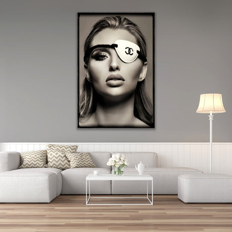 Fashion Statement Monochrome Eye-patched Woman Portrait art print by Cobra Art, alternate view 2