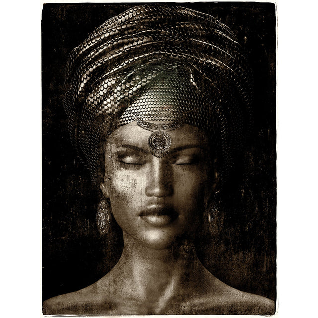 Glamour Girl Eyes Shut Sepia photographic art print by Cobra Art
