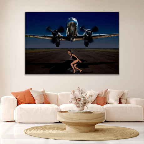 The Last Flight Airplane Over a Girl photographic art print by Cobra Art, alternate view 2