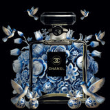 Blue Essence Floral Perfume Bottle photographic art print by Cobra Art