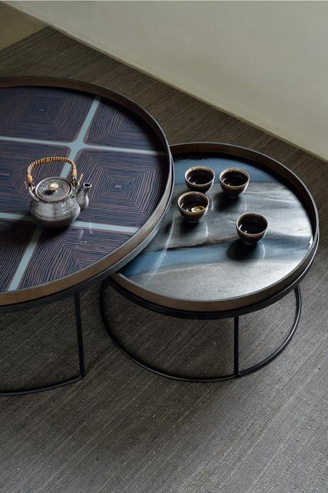 Hand-painted Glass Round Tray | Ethnicraft Organic | Oroa.com
