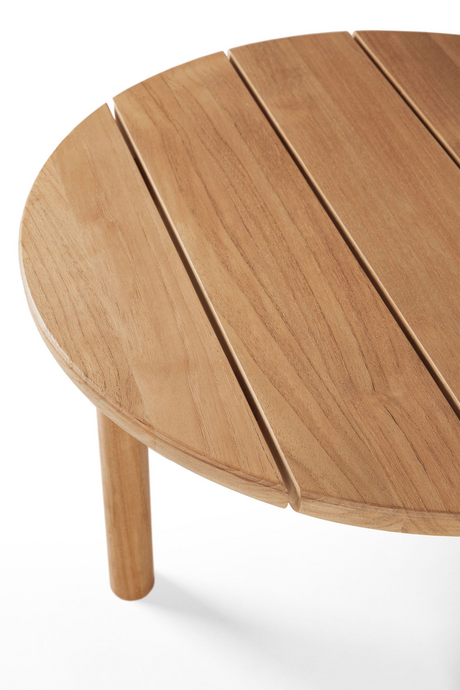Round Slatted Outdoor Coffee Table | Ethnicraft Quatro | Oroa.com
