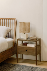 Glass Top Teak Nightstand | Ethnicraft Spindle | Oroa.com