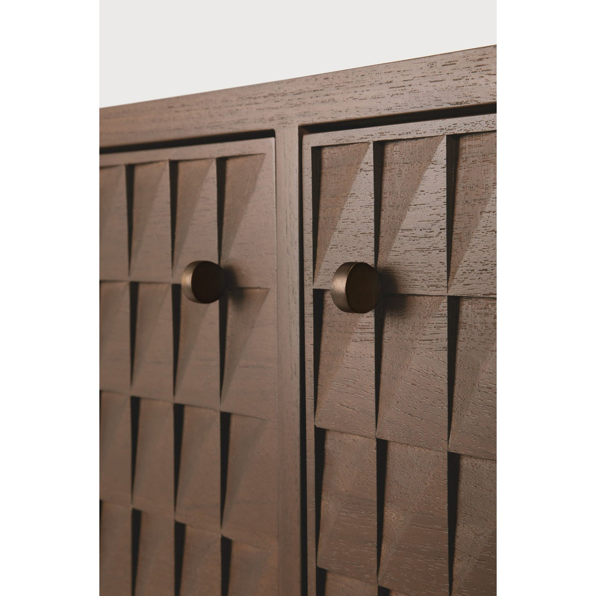 Modern European furniture - Brown Teak Carved TV Cabinet - www.oroa.com