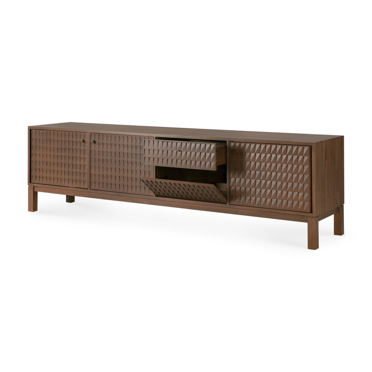 Modern European furniture - Brown Teak Carved TV Cabinet - www.oroa.com