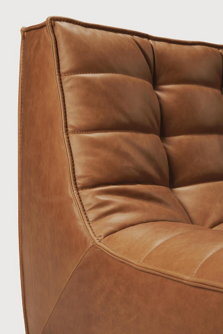 Brown Leather 2-Seater Modular Sofa | Ethnicraft N701 | Oroa.com