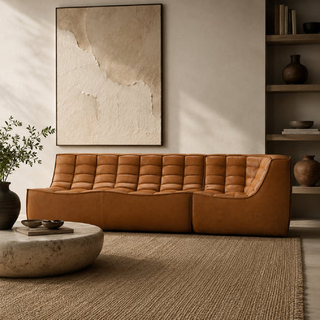 Brown Leather 2-Seater Modular Sofa | Ethnicraft N701
