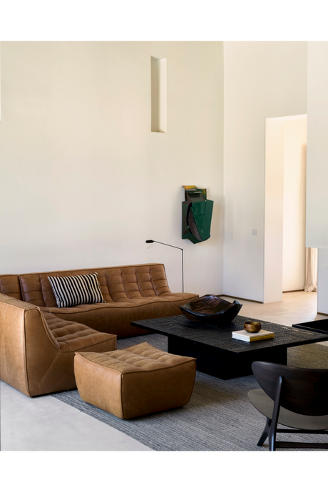 Brown Leather Modular Sofa Set | Ethnicraft N701 | Oroa.com