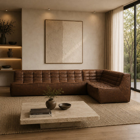 Brown Leather Modular Sofa | Ethnicraft N701