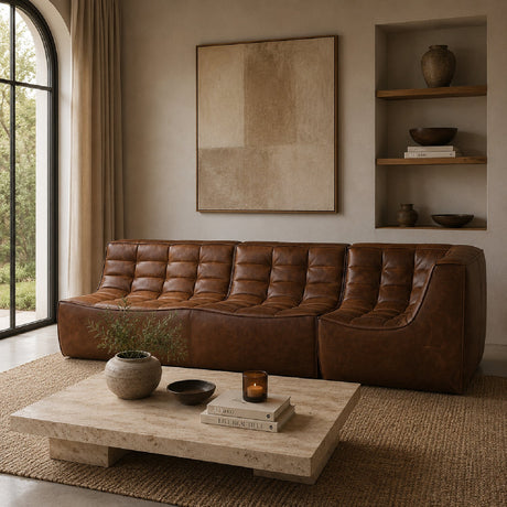 Dark Brown Leather 2-Seater Modular Sofa | Ethnicraft N701