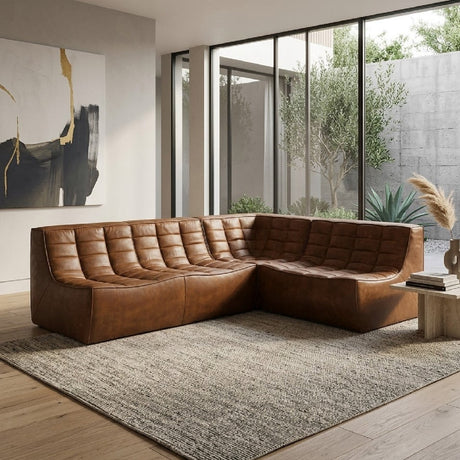 Brown Aniline Leather Modular Sofa Sectional – Ethnicraft N701
