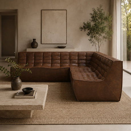 Dark Brown Leather Modular Sofa Set | Ethnicraft N701