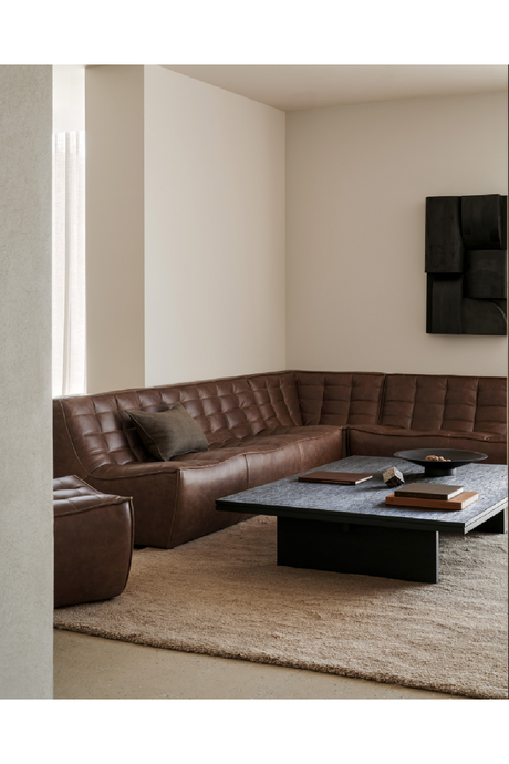 Dark Brown Leather Modular Sofa Set | Ethnicraft N701 | Oroa.com