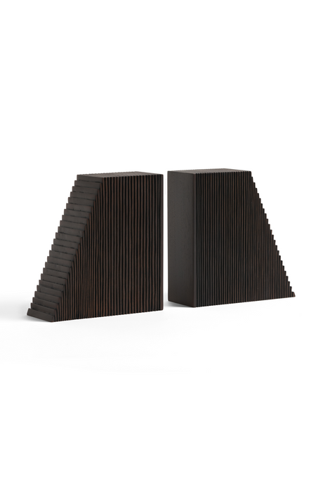 Varnished Mahogany Book Ends (2) | Ethnicraft Grooves | OROA.com