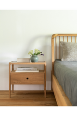 Glass Top Oak Nightstand | Ethnicraft Spindle | Oroa.com