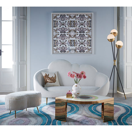 Brass Legs Upholstered Ottoman | Jonathan Adler Kidney | Oroa.com