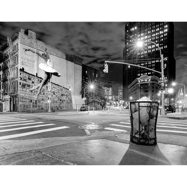 Downtown Dusk Manhattan Ballet In City Monochrome photographic art print by Cobra Art