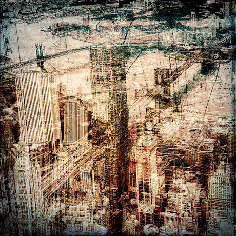 The Bridges of NY Sepia City Architecture photographic art print by Cobra Art