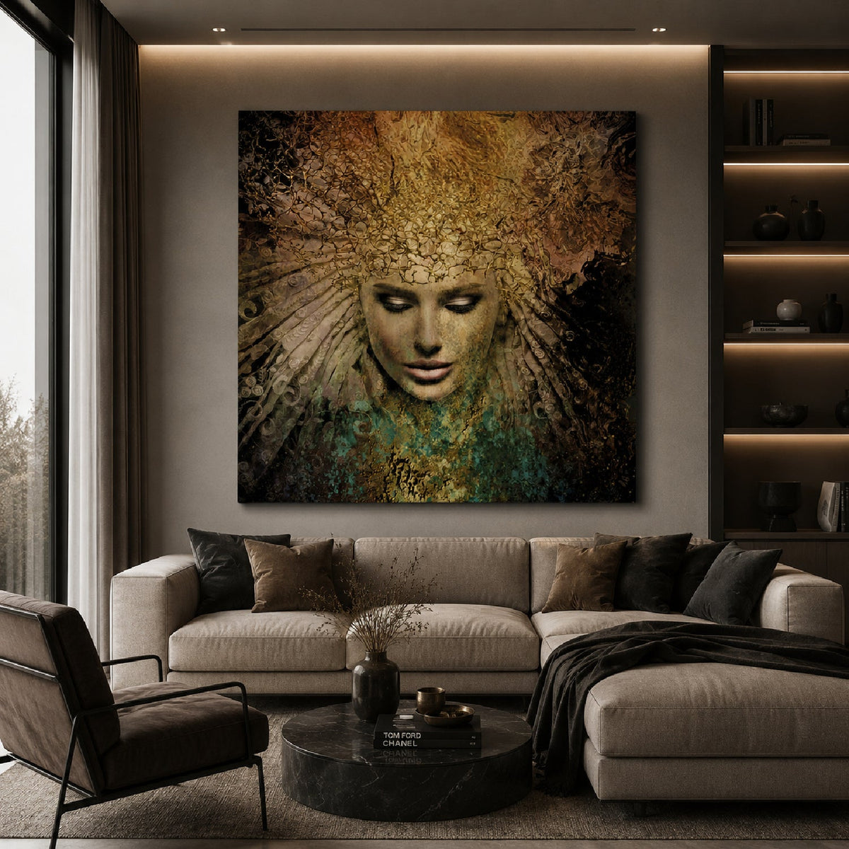 Waiting for Midas Golden Headdressed Woman photographic art print by Cobra Art, alternate view 2