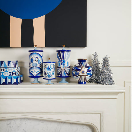 Blue-Toned Porcelain Shrooms Canister | Jonathan Adler Druggist | Oroa.com
