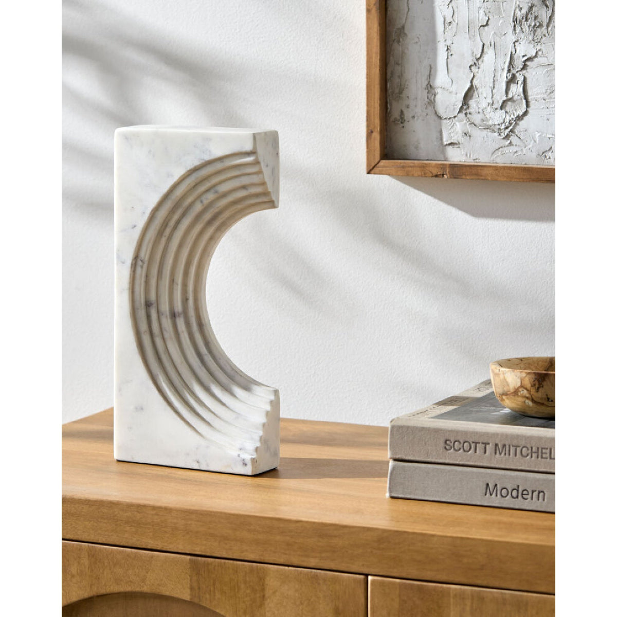 Modern European furniture - Marble Concave Sculpture - www.oroa.com