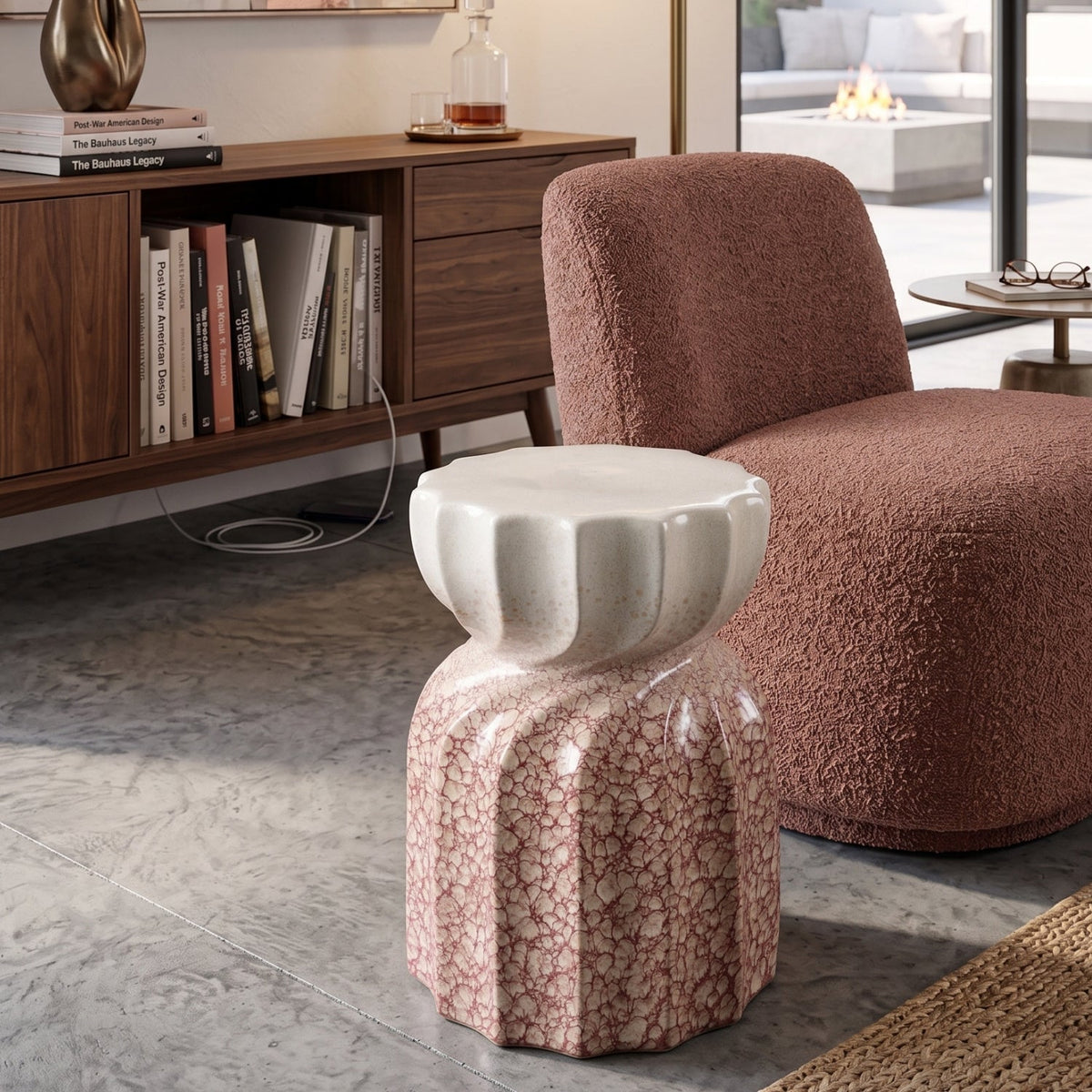 Modern European furniture - Twisted Hourglass Ceramic Garden Stool - www.oroa.com