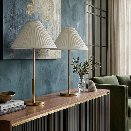Modern European furniture - White Cotton Accent Table Lamps (2) - www.oroa.com