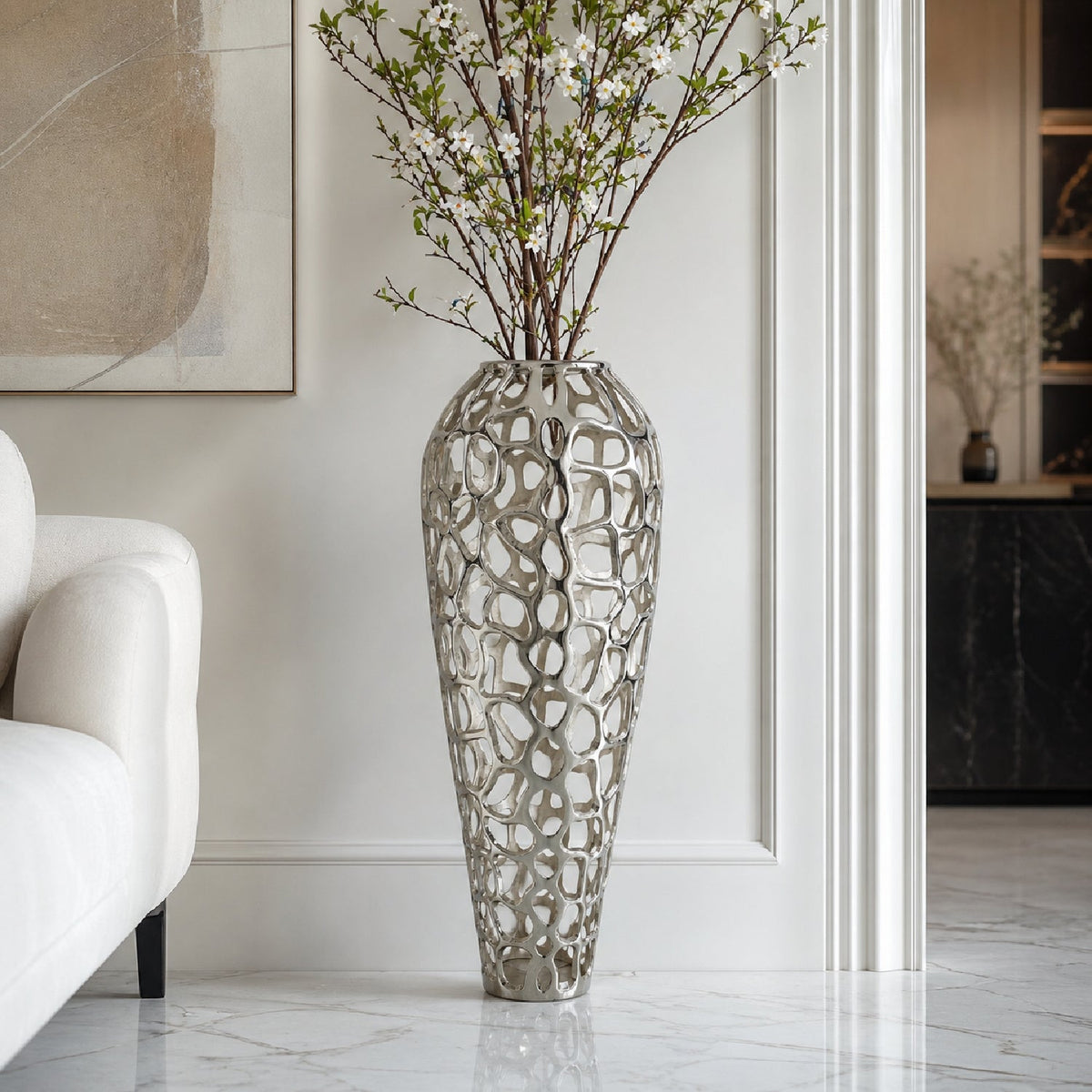 Modern European furniture - Openwork Aluminum Vase - www.oroa.com