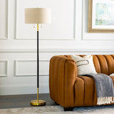 Cream Linen Pull-Switch Floor Lamp | Kuda Home Aberdeen