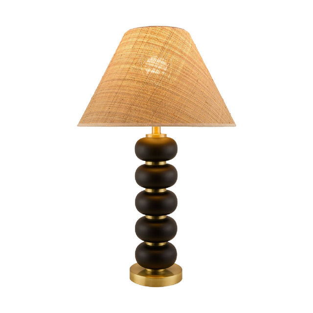 Modern European furniture - Black Wooden Seagrass Table Lamp - www.oroa.com