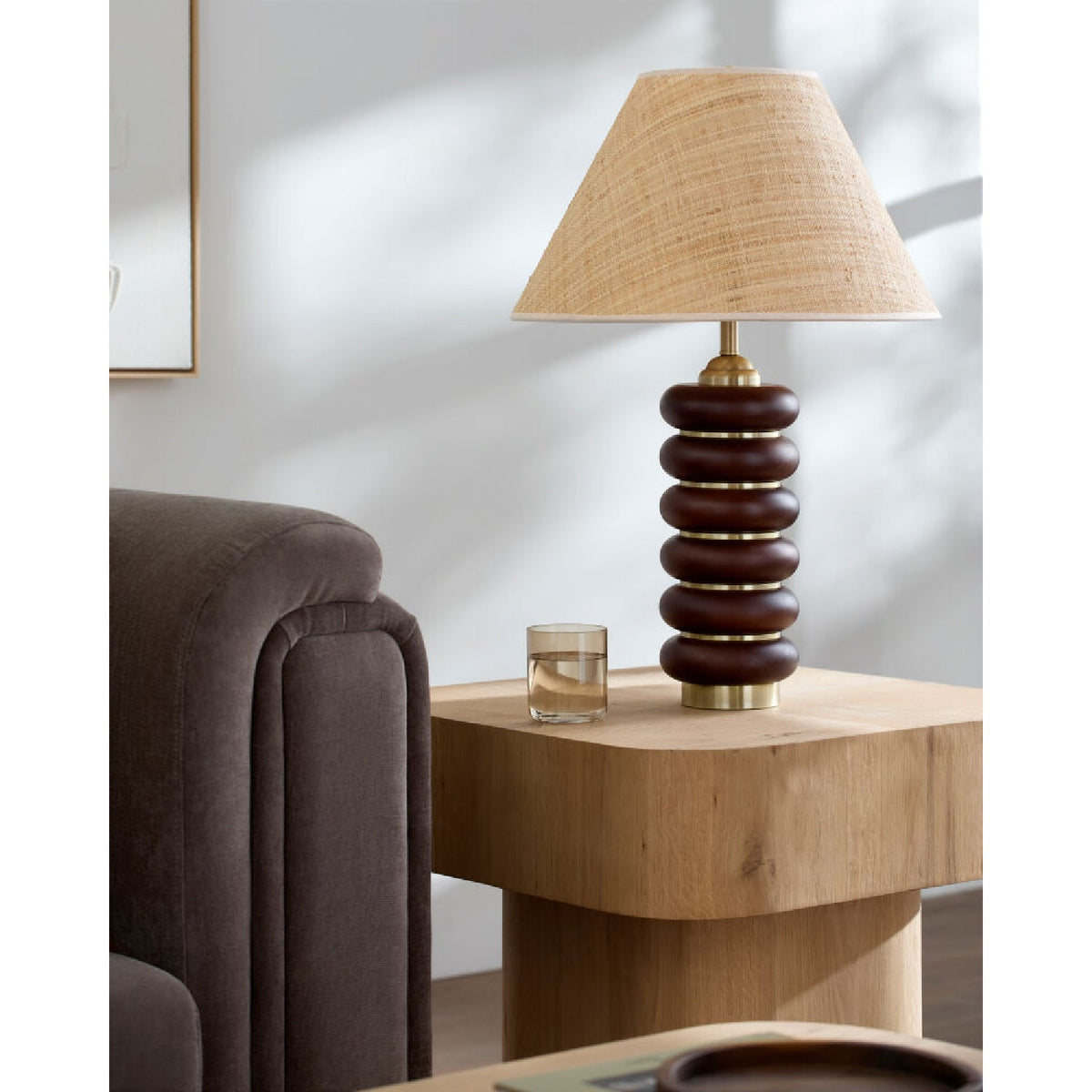 Modern European furniture - Brown Wooden Seagrass Table Lamp - www.oroa.com