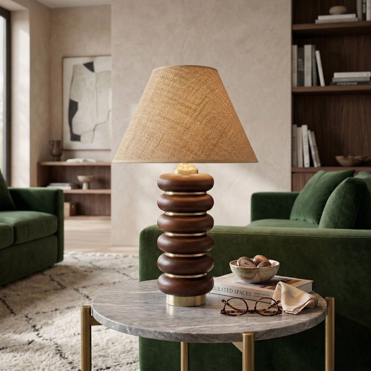 Modern European furniture - Brown Wooden Seagrass Table Lamp - www.oroa.com