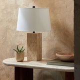Modern European furniture - Beige Travertine Accent Table Lamp - www.oroa.com