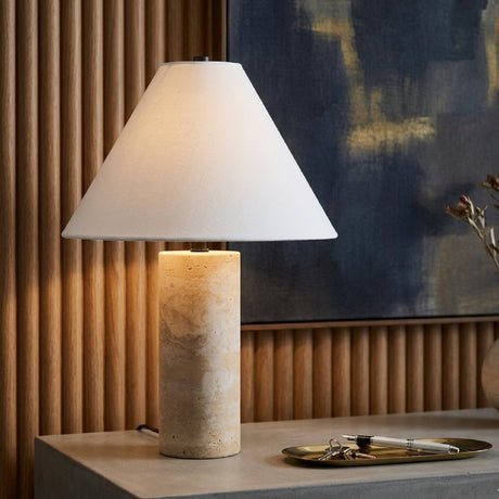Modern European furniture - Beige Travertine Table Lamp - www.oroa.com