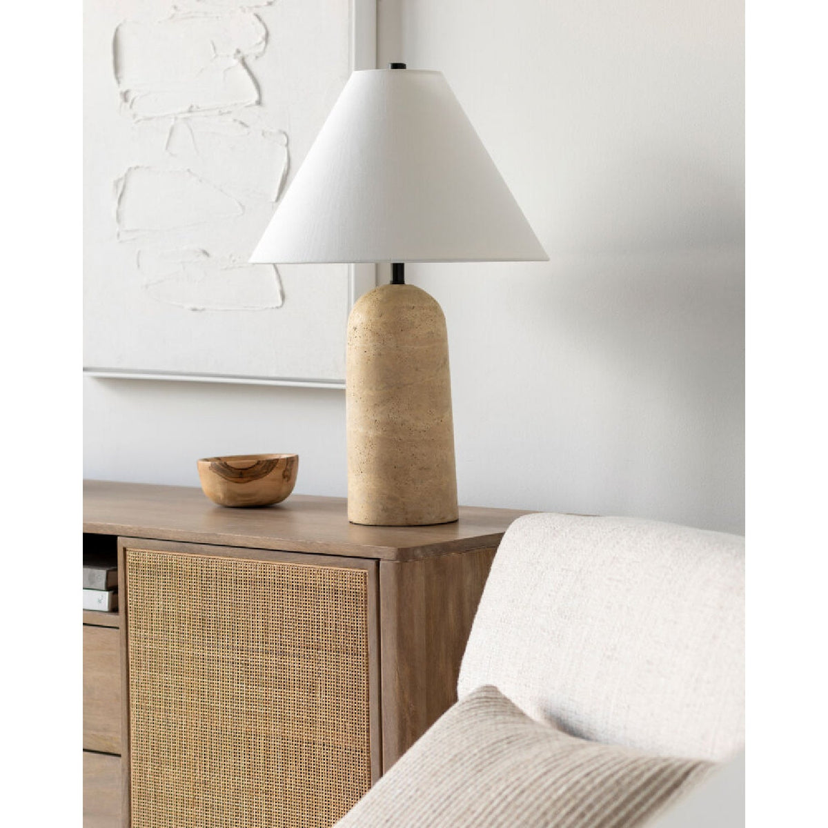 Modern European furniture - Empire Shade Travertine Table Lamp - www.oroa.com
