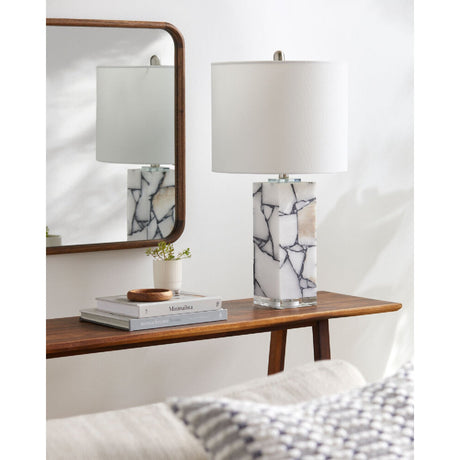 Modern European furniture - White Marble Accent Table Lamp - www.oroa.com